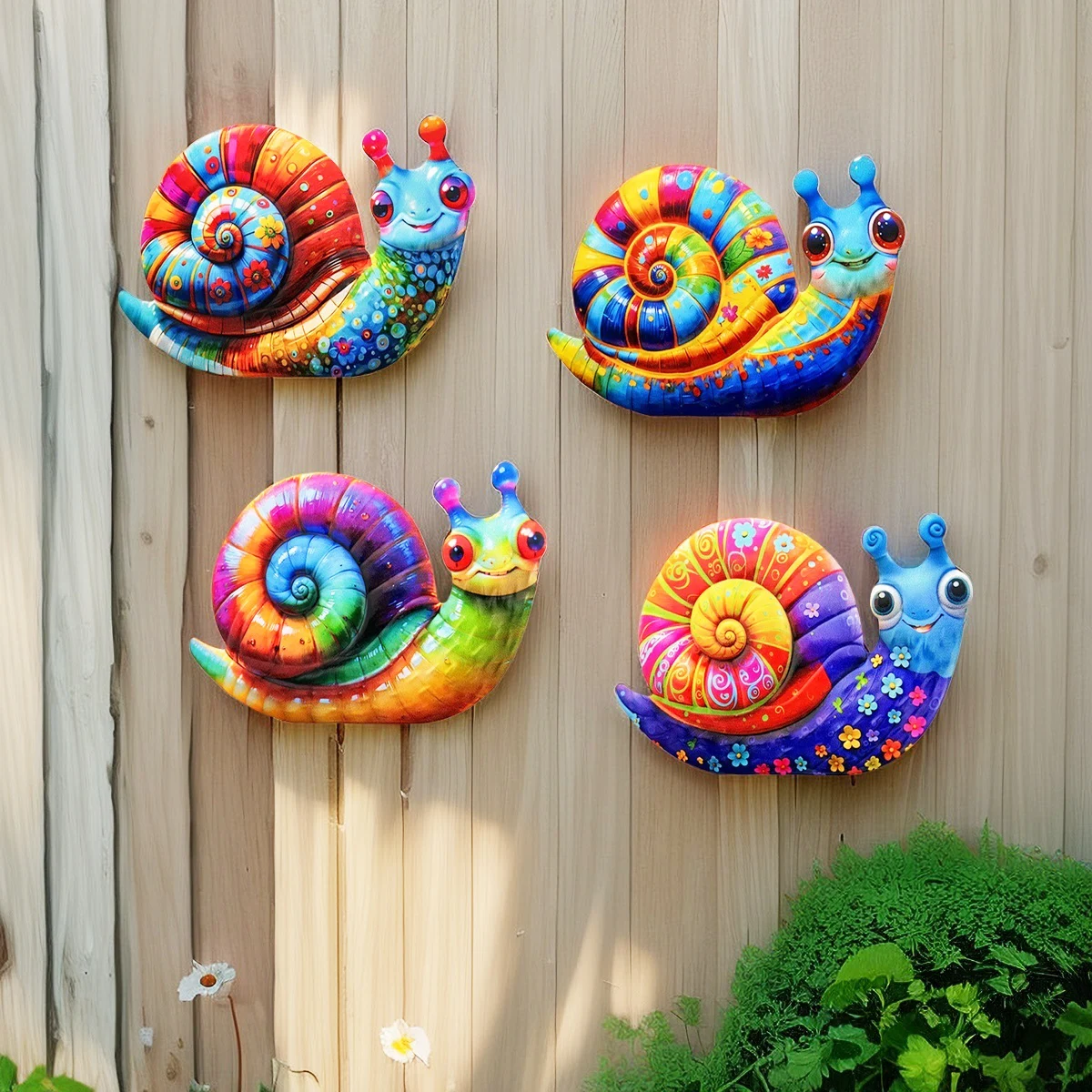 Metal Art Snail Wall Decor Colorful Iron Art Snail Sculptures Snail Hanging Ornament for Outdoor Home Office Yard Garden Wedding