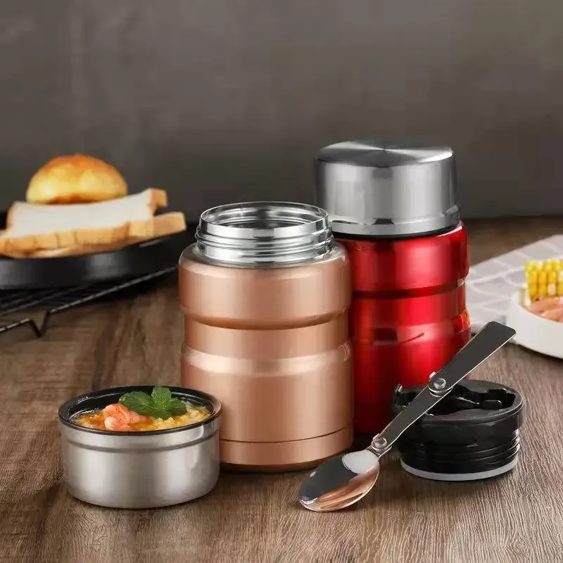 Stainless Steel Insulation Lunch Box Soup with Spoon Containers  Thermo Mug Thermo Cup 500ML 750ML Vacuum Flasks Thermosbeker