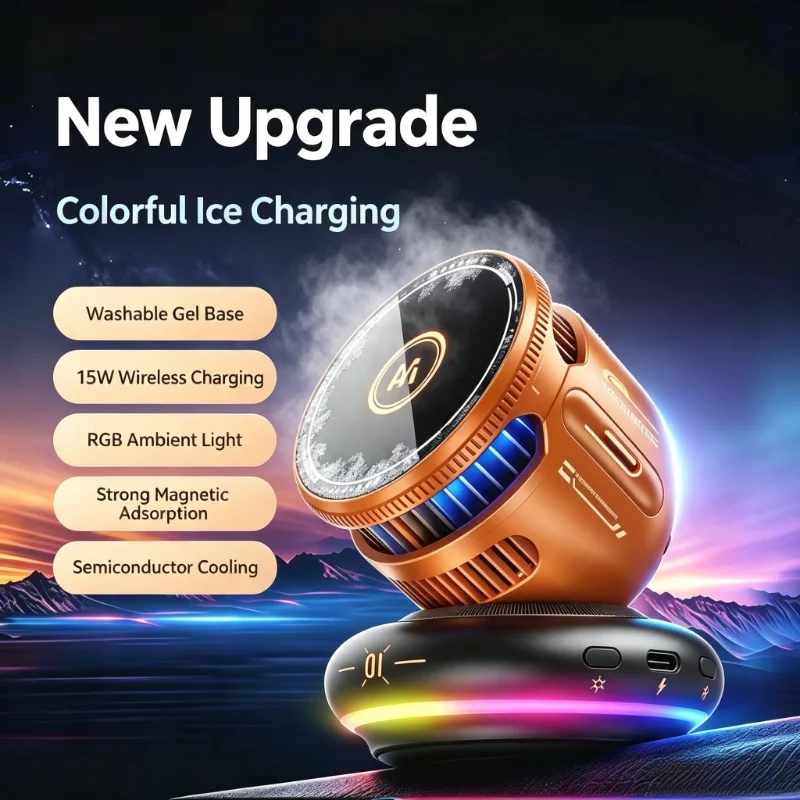 Magnetic Wireless Car Charger 15W Dual Cooling Fan for Magsafe Vent Mount Phone Cooler for iPhone Samsung Android