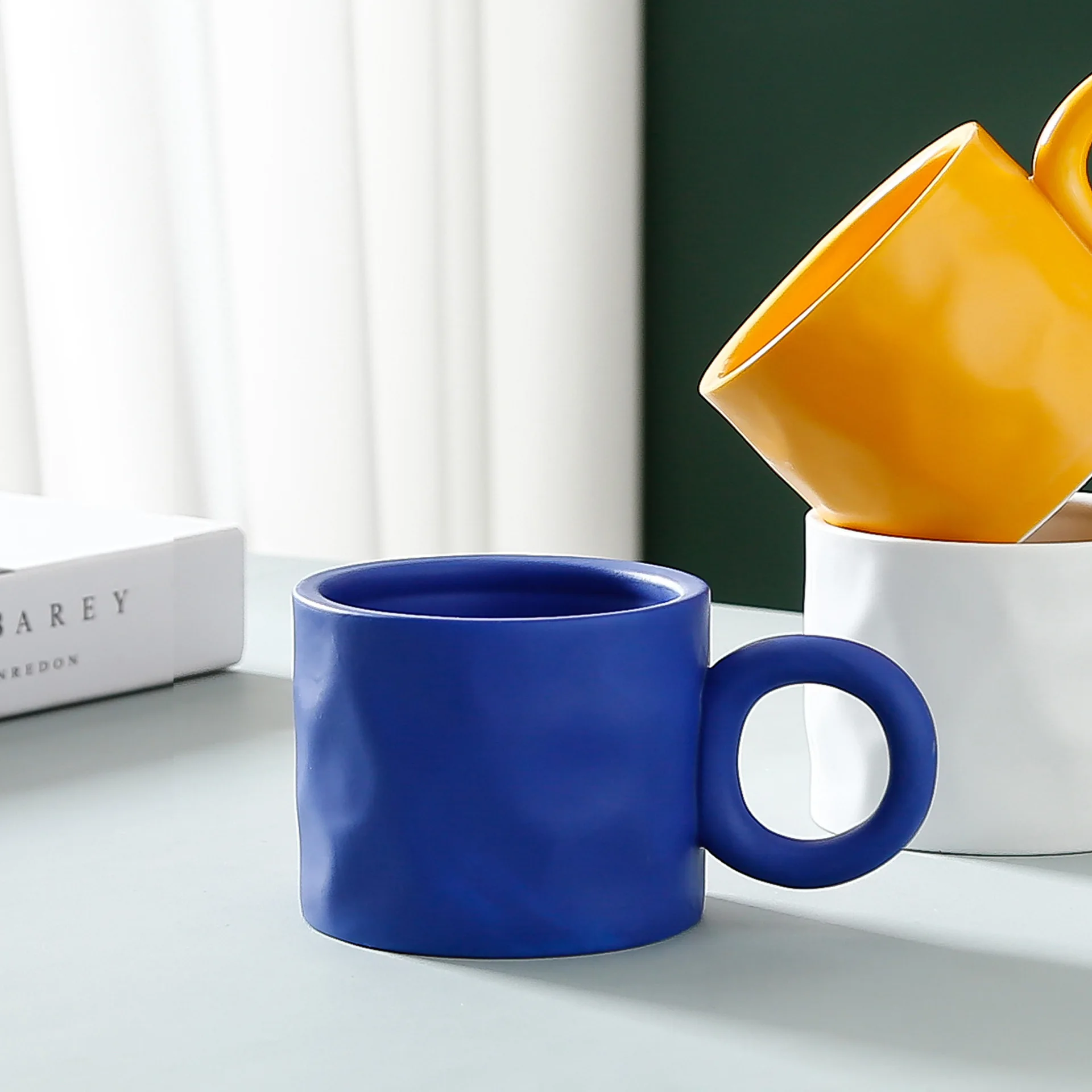400ml Ceramic Coffee Mug Breakfast Milk Oatmeal Cup With Round Handle Home Drinking Cup Microwave Dishwasher Safe
