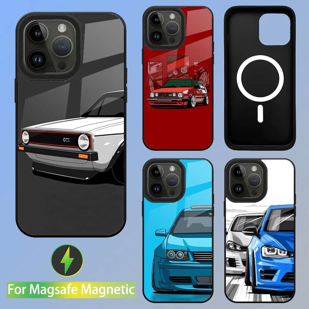 Cool V-VolkswagenES-Golf Car Phone Case For iPhone 15,14,13,12,11,Plus,Pro,Max Mini Magsafe Magnetic Wireless Charging