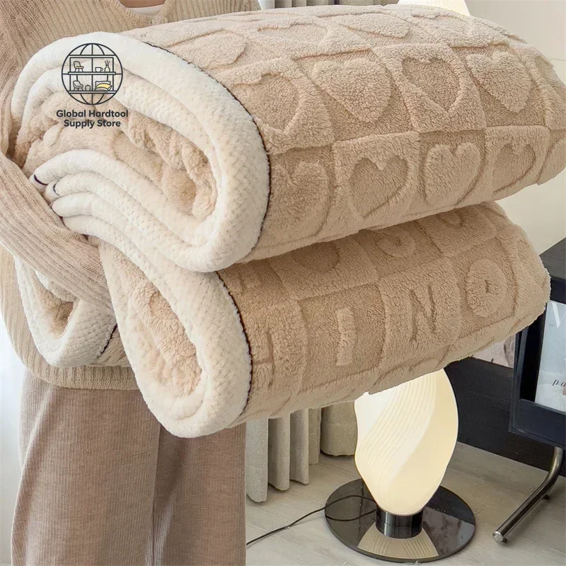 Winter Thick Lamb Fleece Blanket Solid Color Hibiscus Nap Blanket Coral Fleece Heart Shap Sofa Mat  A Grade Cotton Bed Sheets