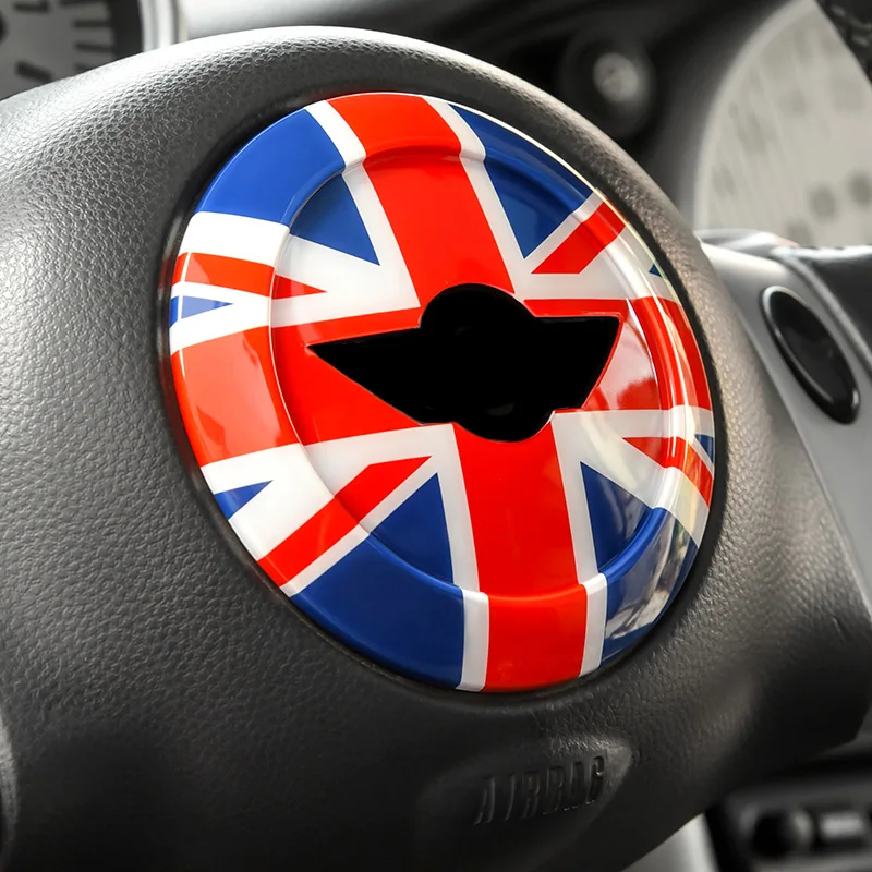 For Mini Cooper R50 R52 R53 2001 2002 2003 2004 2005 Car Steering Wheel Sticker Interior Styling Accessories Union Jack Style