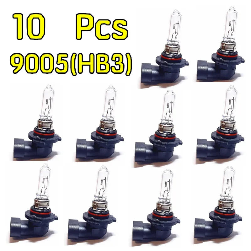 Wholesale 10Pcs 9005 12V65W Car Halogen Headlight Bulbs Clear 3200K HB3 Quartz Glass High Beam Auto Lamp for Vehicle
