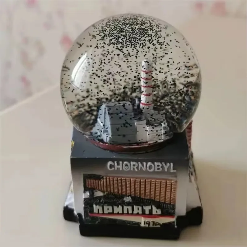 Chernobyl Snow Globe Ukrainian Nuclear Plant Tragedy In Pripyat Dome Ornament For Home Desk Display, Collectors, Dark Gift
