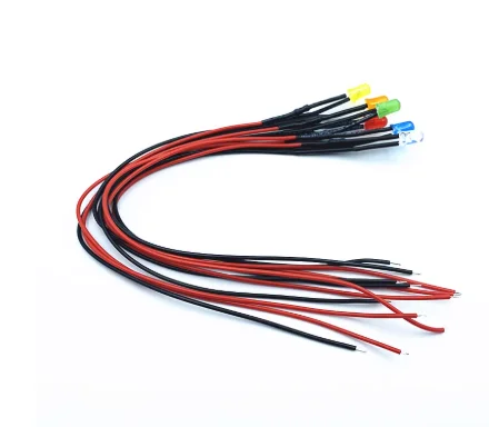5PCS 5MM ultra-bright light-emitting diode (LED) with wires, available in 5V suitable for model indicator lights