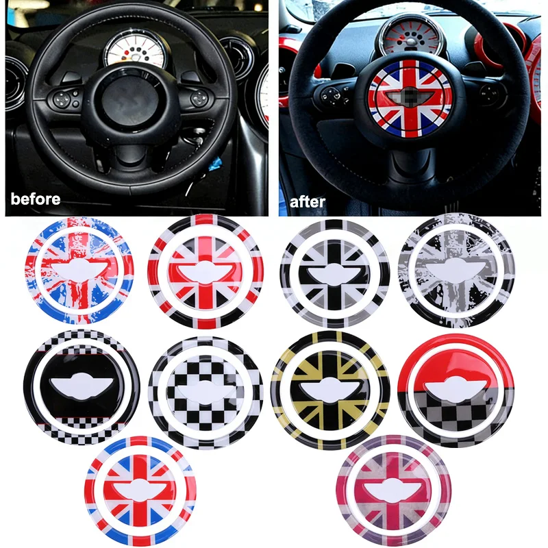 3D Dropper Adhesive Three-dimensional British Steering Wheel sticker For MINI Cooper R55 R56 R60 Interior Upgrade Accessories