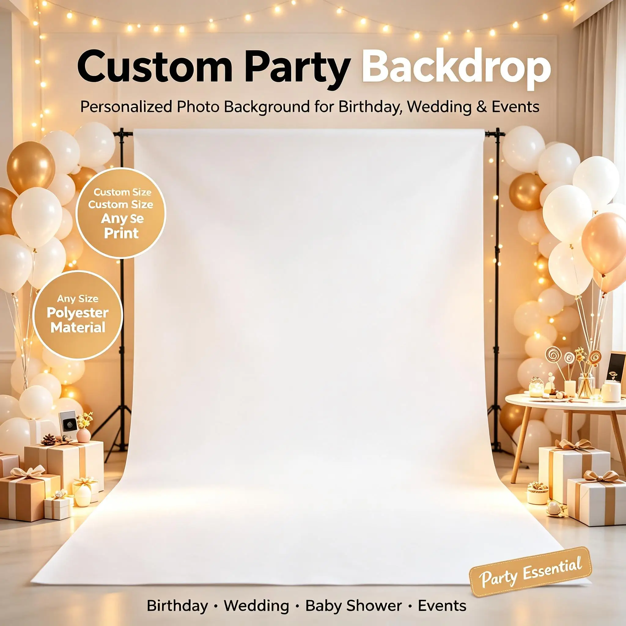 Custom Photo Backdrop, Personalized Party Banner - Send Your Picture/Link to Print, for Birthday & Event Decor