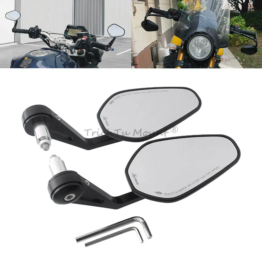 1 Pair Handlebar Rearview Mirror Kit Fit For Kawasaki For Suzuki For Yamaha For Honda For Kymco Motorcycle/Atv Matte Black Shell