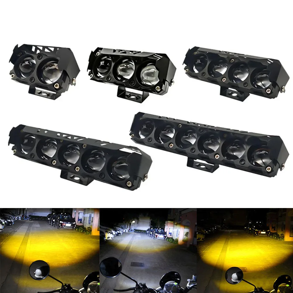 2/3/4/5/6 Lens Motorcycle LED Spotlight Dual Color Fog Lamps for Car Mini Lens Headlight Driving Light Motorcycle Accessories