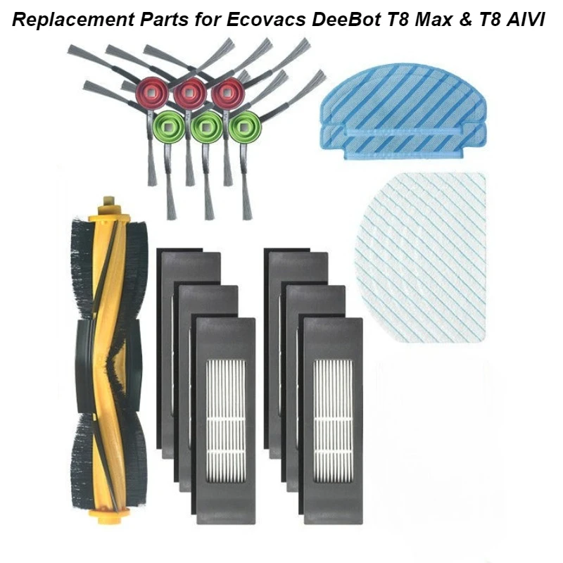 Replacement Parts for Ecovacs DeeBot T8 Max & T8 AIVI, Compatible Maintenance Kit Includes HEPA Filter, Main Brush