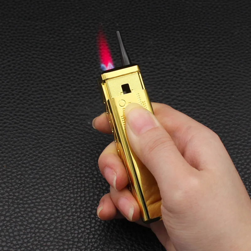 Mobile Phone Shaped Jet Red Flame Gas Lighter Portable Retro Windproof Turbo Torch Lighter for Men's Gift Cigarette Accessories