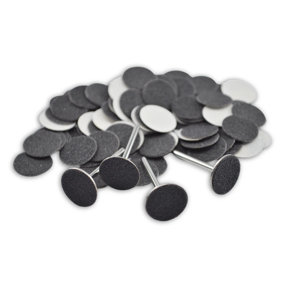 RolinStar Black Sanding Paper 100/pcs Pedicure Foot Care Tools 15mm 20mm 25mm Nail Drill Bit Disk Disc Salon Calluse Replaceable