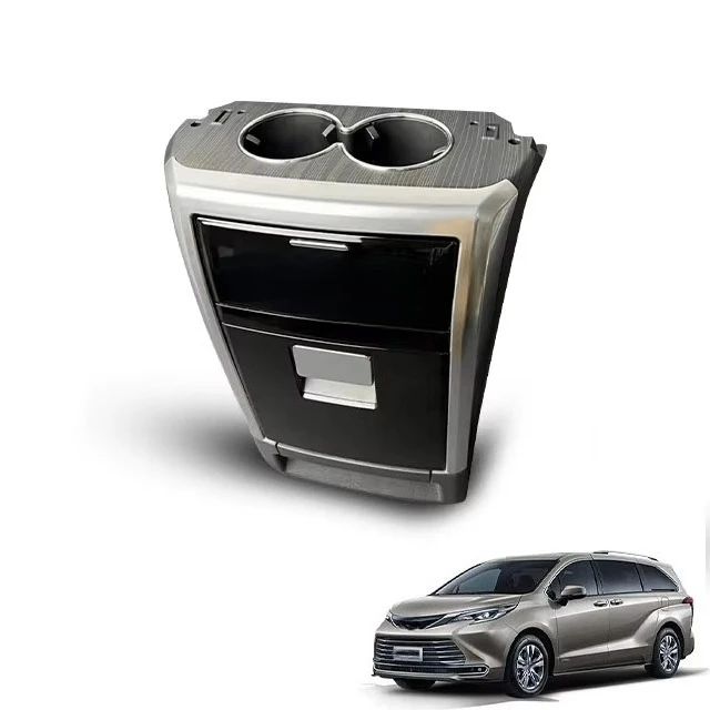 High Quality Black Wood Grain Rear Console Kit With 220V Power For Toyota Sienna Gravia Alphard 2021+ Parts