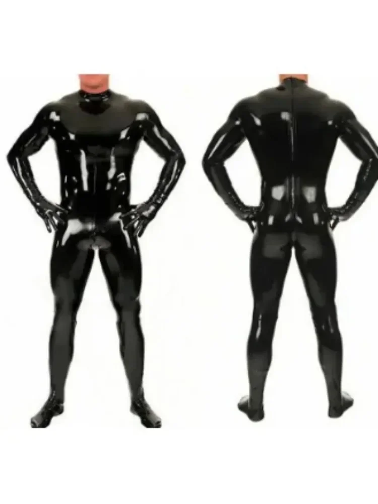 New Latex Bodysuit Rubber Black Catsuit Halloween Fashion gloves Cosplay Tights S-XXL