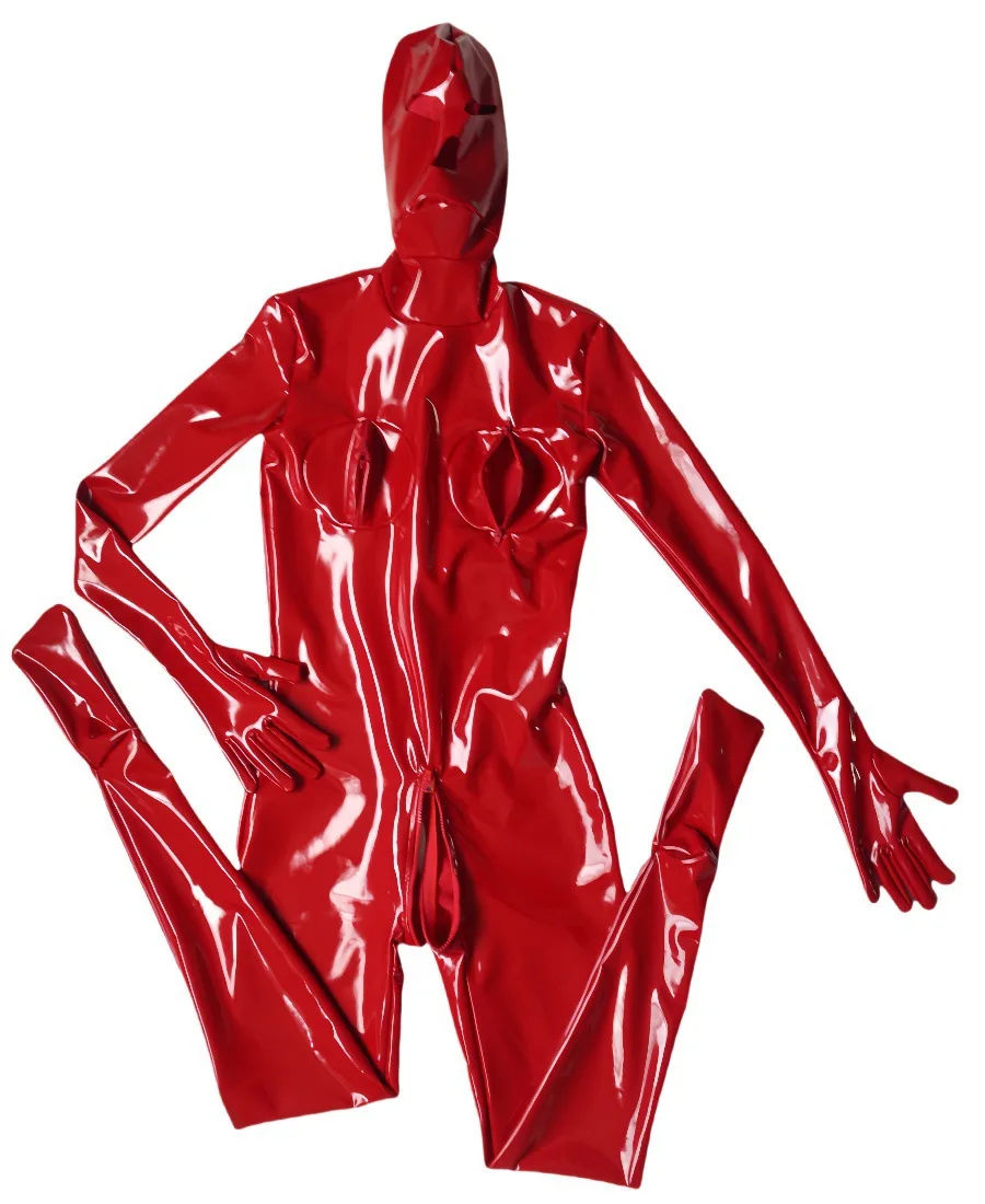 Women Lady Sexy Full Cover Bodysuit Slim Tight Fitting Stage Show Jumpsuit Glossy Stylish