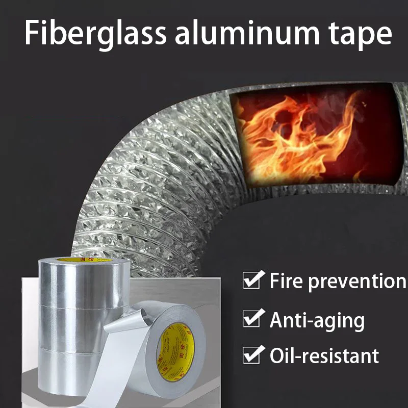 High Temperature Resistance Aluminum Foil Tape Kitchen Pipe Repair Tape Adhesive Sealing Foil Heat Insulation Leak Proof Tape