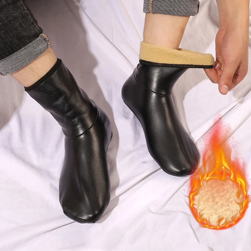 Warm Socks Winter Adult Plus Velvet Thickened Floor Socks Non-Slip Bottom High Tube Leather Socks Waterproof Adult's Accessories