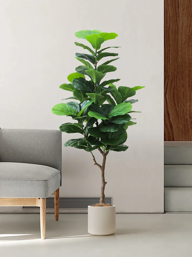 Large Simulation Banyan Tree Plant Pot Harp Leaf Design Fake Greenery Large Bonsai for Indoor Floor Display Home Decor