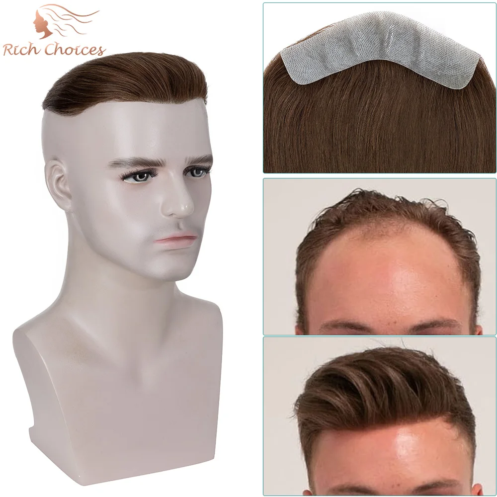 Rich Choices Forehead Men Hairline Toupee Thin Skin PU  Natural Hairline Human Hair Patch for Men & Women Invisible Replacement