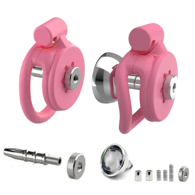 New Sissy Flat Chastity Cage CB Restraint Lock With 4 Size Penis Rings Metal Urethral Catheter Sex Toys Men