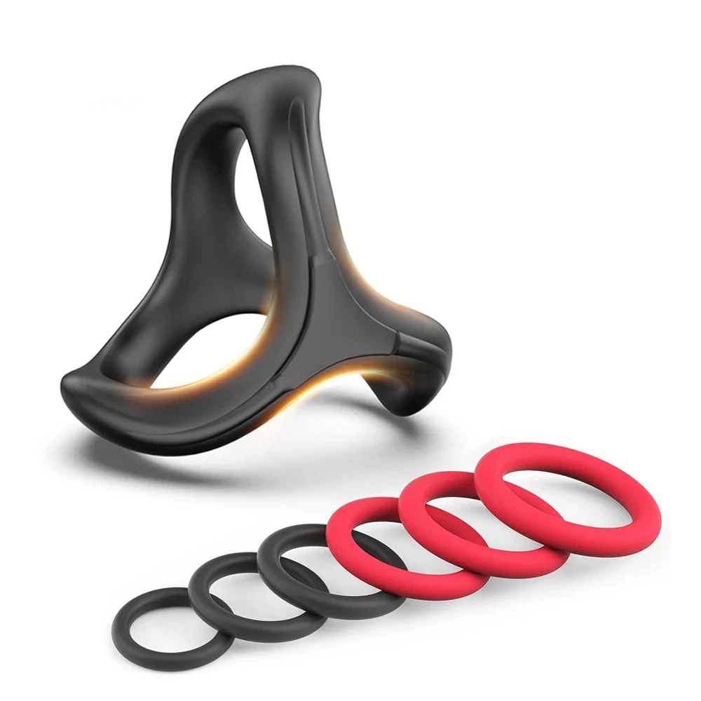 Couples Silicone Cock Penis Rings with Enlargers Erection Enhancing Ultra Soft Long Lasting Strechy Adult Sex Toys for Men
