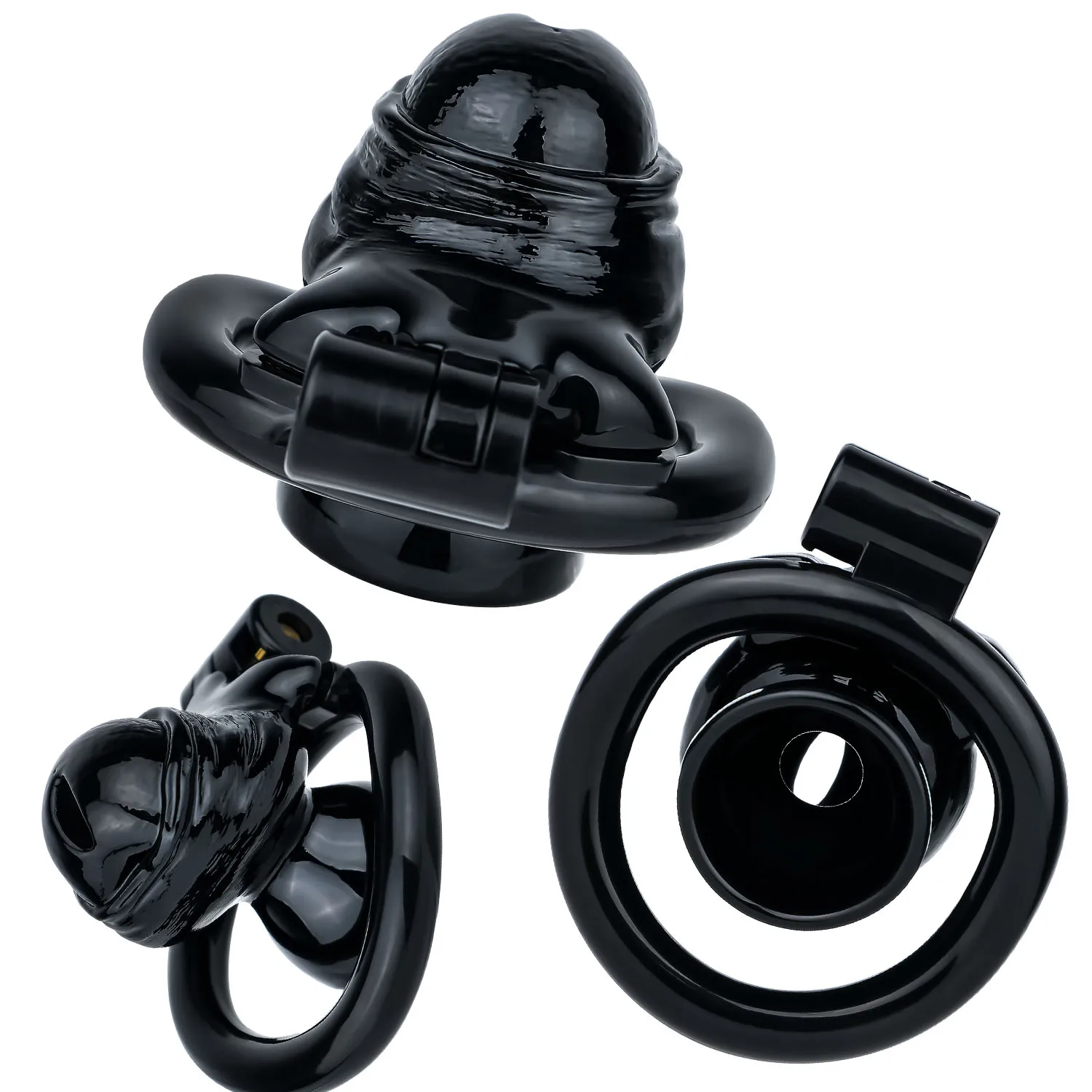 LICKER New ABS Realistic Skin Black Penis Chastity Cage Dick Lock With Wearable Belt Penis Rings Cock Cages For Men Dick Bondage