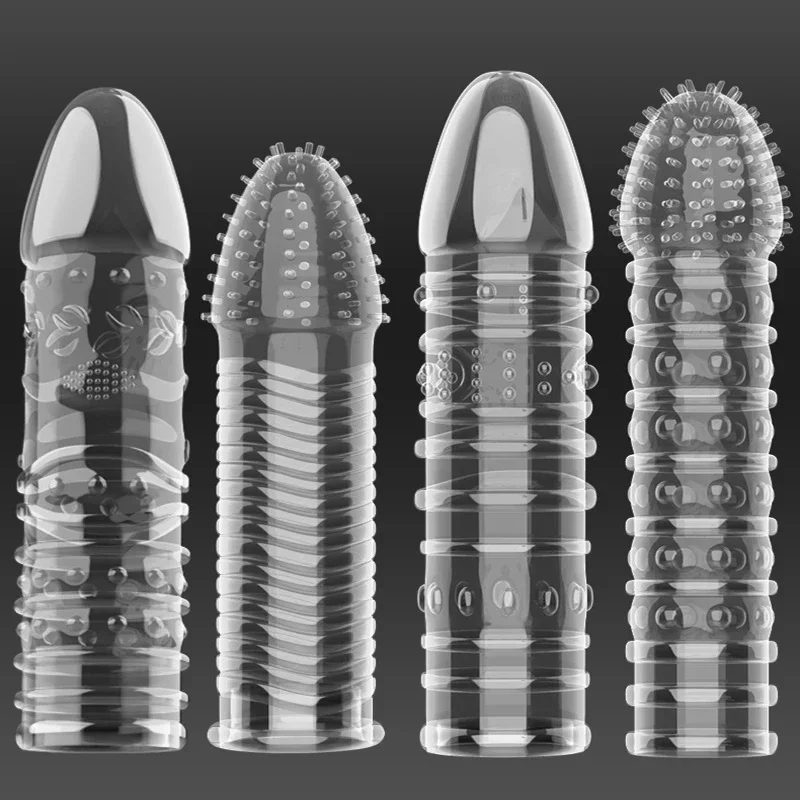Penis Covers Extender Men's Condoms Crystal Penis Condoms Finger Cock Ring Adult Sex Toy For Sex Male Longer Lasting
