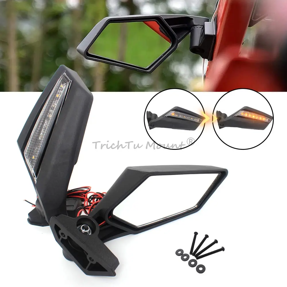 For Can-Am Maverick X3 Max XDS 4x4 Turbo R RR 2017-2024 Rearview Mirror W/ LED Turn Signal Light Side Mirrors UTV Accessories