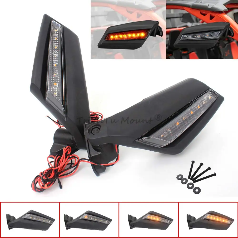 Rearview Mirror W/ LED Turn Signal Light Side Mirrors Matte Black UTV For Can-Am Maverick X3 Max XDS 4x4 Turbo R RR 2017-2024