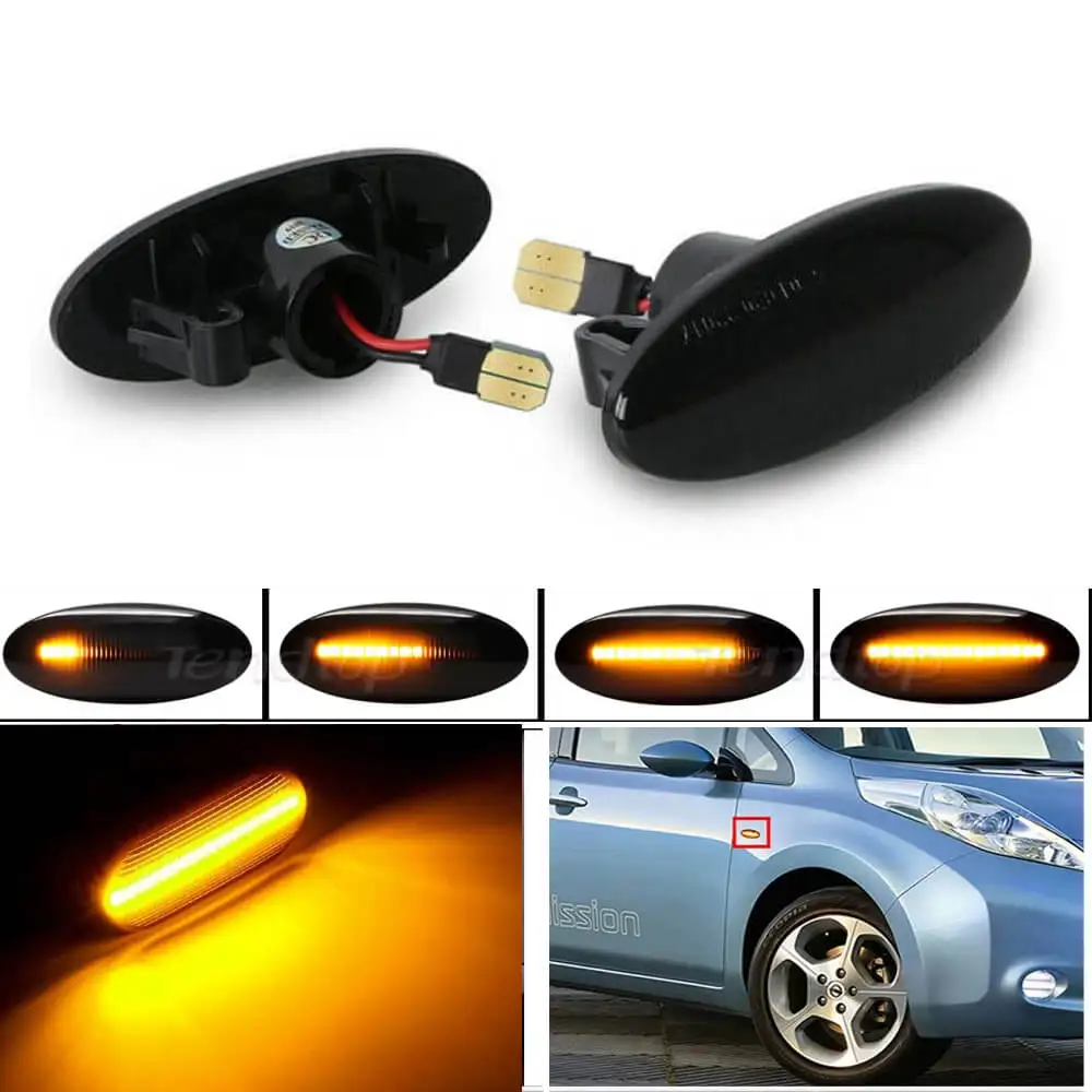 Dynamic Turn Signal Side Marker Light Flowing Sequential Repeater Lamp For Nissan Qashqai X-TRAIL NP300 NV200 Dualis Juke F15