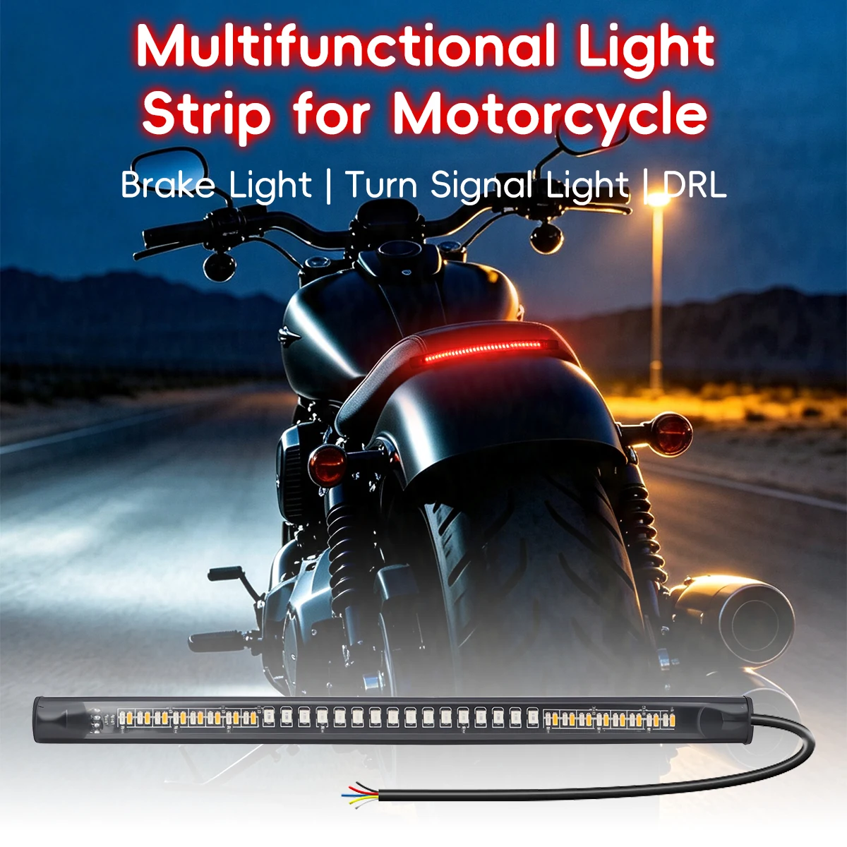 1/2pcs Universal Motorcycle LED Tail Brake Light Strip 12V Turn Signal Dual Color Red Amber Rear Brake Stop Lamp for Motorbike