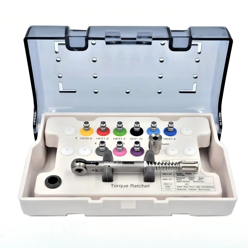 1 Set HEX 0.9-1.4mm Universal Dental Implant Torque Ratchet Wrench Screw Driver Kit Fits For ITI Straumann Nobel Biocare Tools