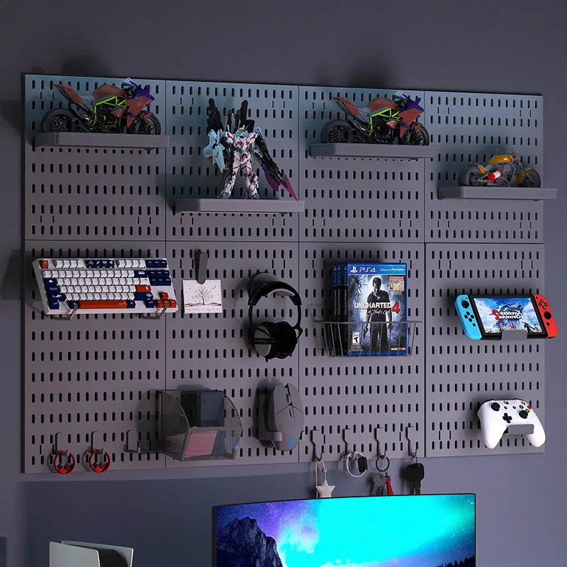 Hole-Free Wall-Mounted Storage Board DIY Esports Room Decorative Panels Kitchen and Bathroom Multi-Functional Storage Rack