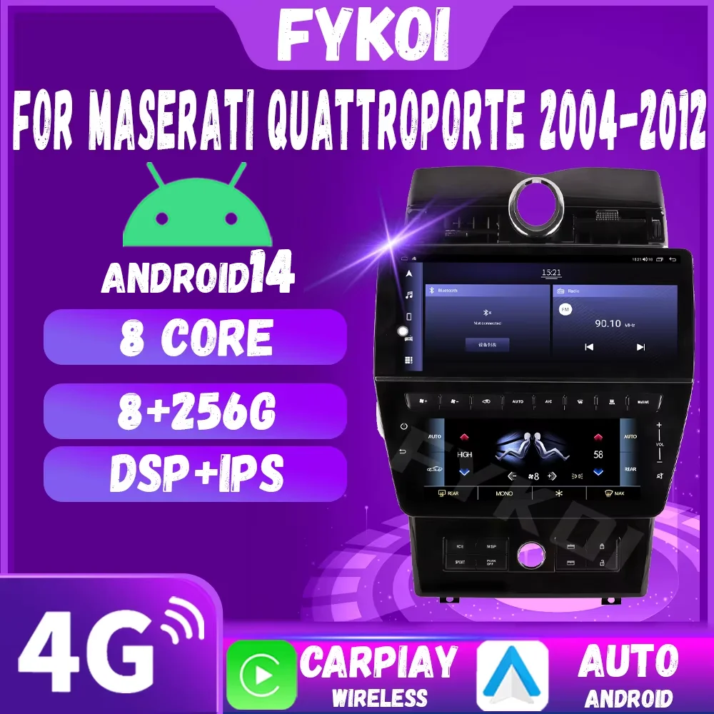 Car Radio For Maserati Quattroporte 2004-2012 CarPlay AndroidAuto Automotive multimedia Tesla Style Bluetooth 4G GPS WIFI Stereo