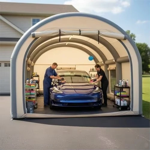Custom Logo Inflatable Portable Car Garage PVC Inflatable Car Tent Protective Advertising Inflatable Air Car Cover Vehicle Tent
