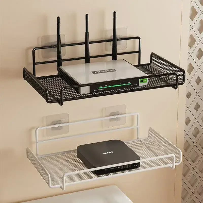 Stainless Steel Wall-Mounted Router Shelf No Drill Wifi Storage Organizer Home Bathroom Kitchen  TV Set-top Box Storage Rack