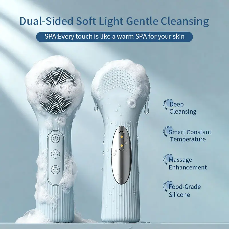 Silicone Facial Cleanser Heating  Vibration Intelligent Deep Cleansing Skin Care Brush
