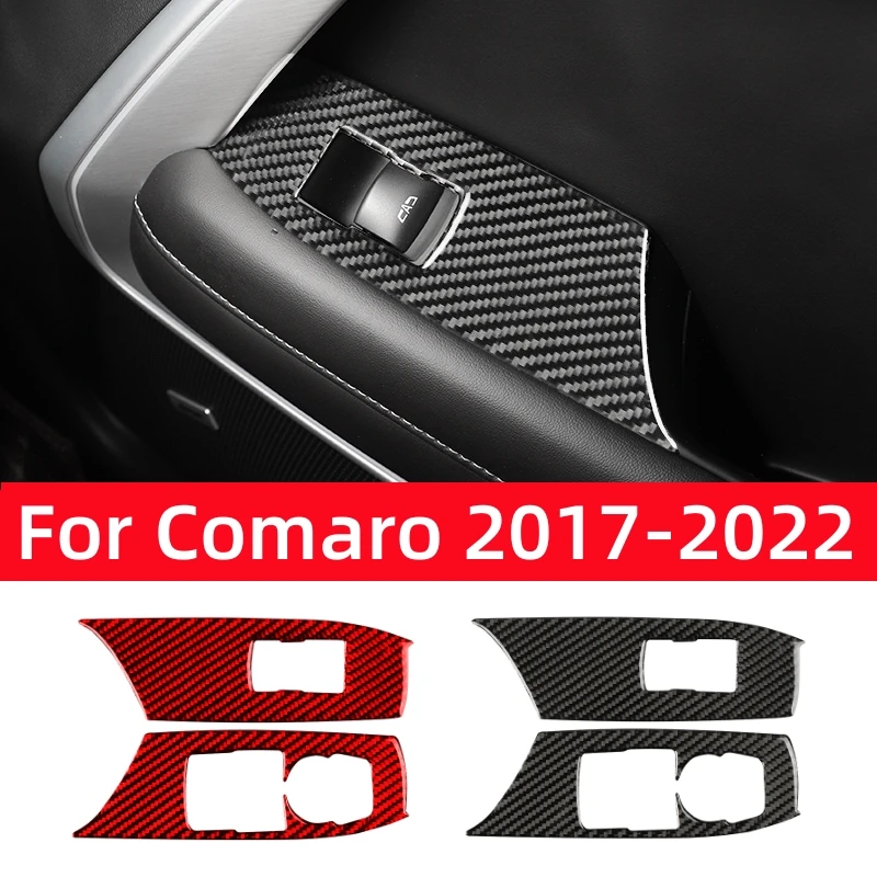 For Chevrolet Camaro 2017-2022 Accessories Carbon Fiber Interior Car Window Lifting Control Panel Decorative Frame Cover Sticker