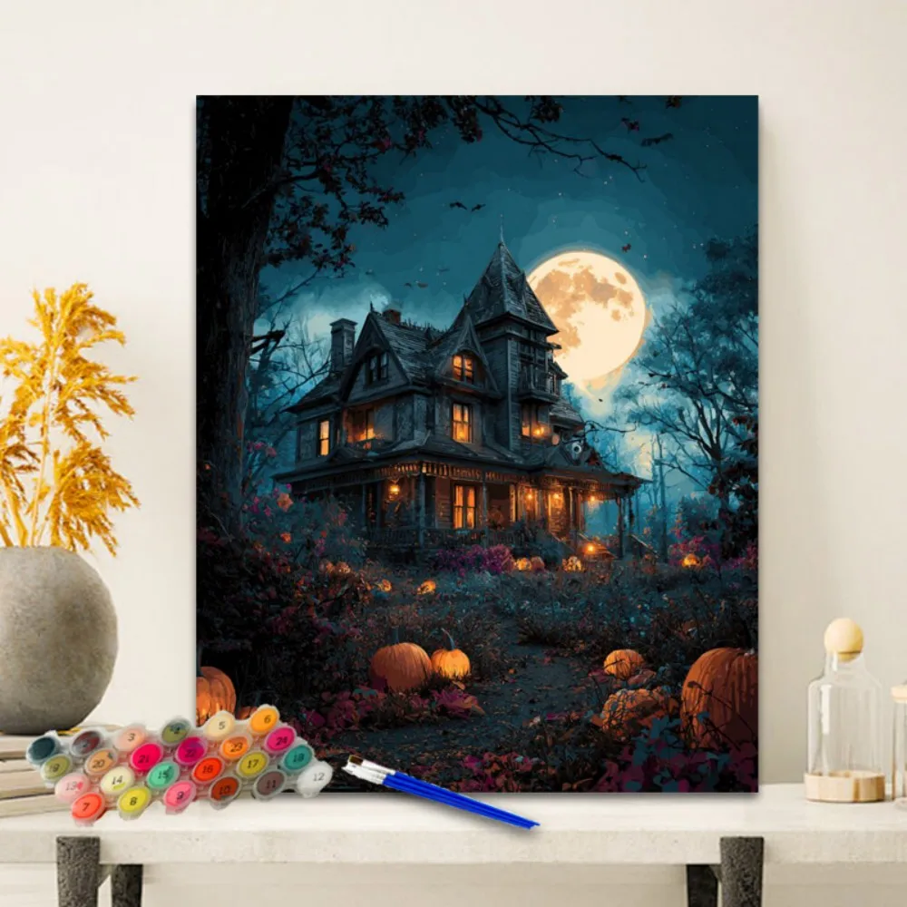 Painting By Numbers The Dark Castle Anniversary gift on Digital Painting Canvas Acrylic Paint Image Digital Coloring