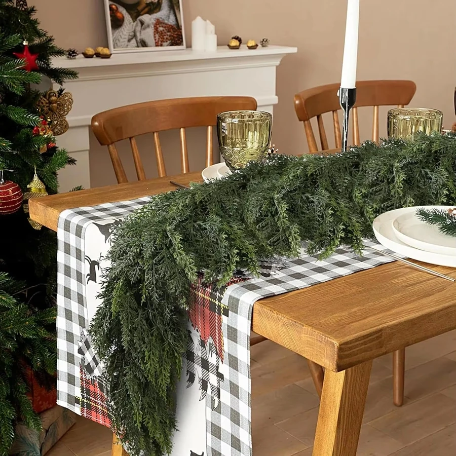 275Cm Artificial Plants Christmas Tree Cypress Leaf Garland Home Party Decor Outdoor Courtyard Pine Rattan Hanging Adorn Wreaths