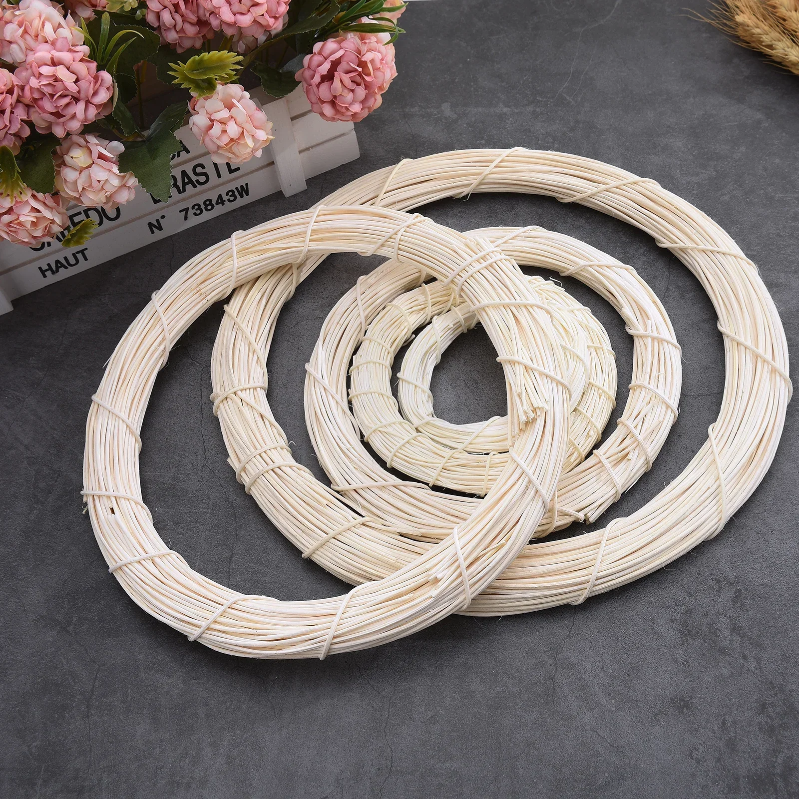 Artificial Wreath Rattan Ring 10/15/20/25/30cm DIY Easter Wreath Wicker Vine Halloween Christmas Garland Ring Xmas Party Decor
