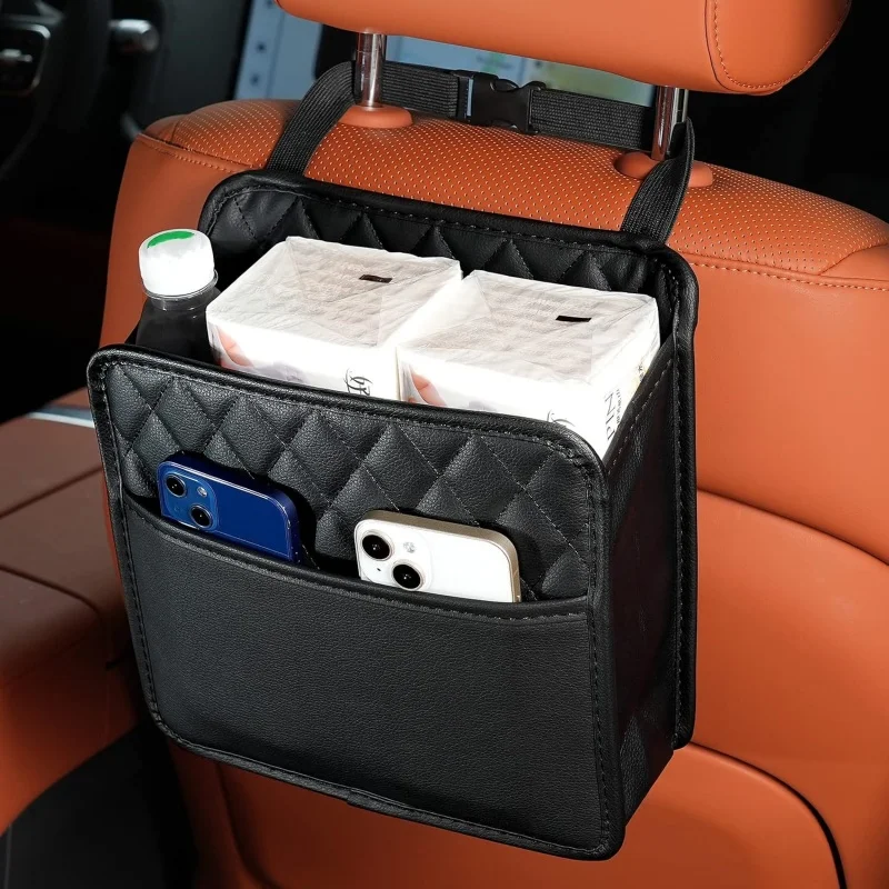 Foldable Car Seat Back Hanging Bag Car Document Holder Multi-Pocket Bottle Bag Storage Box Organizer Travel Tidy Pouch Pocket