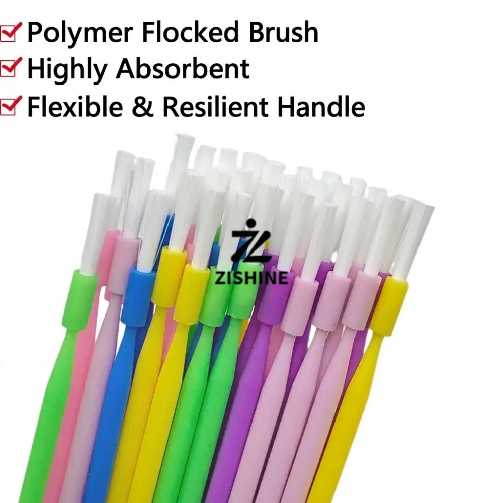 Dental Disposable Long Micro Brushes Flexible Head Fluoride Applicator Sticks 6 Colors Tube Bag Dentistry Oral Tools 100Pcs