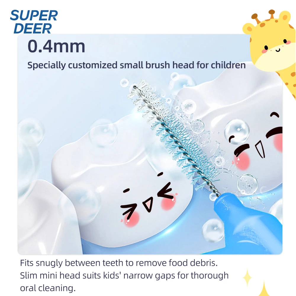 10-40pcs Kids Interdental Brush Blue 0.4mm L Type Soft Bristle Tooth Floss Brush Orthodontic Teeth Gap Cleaner For Children