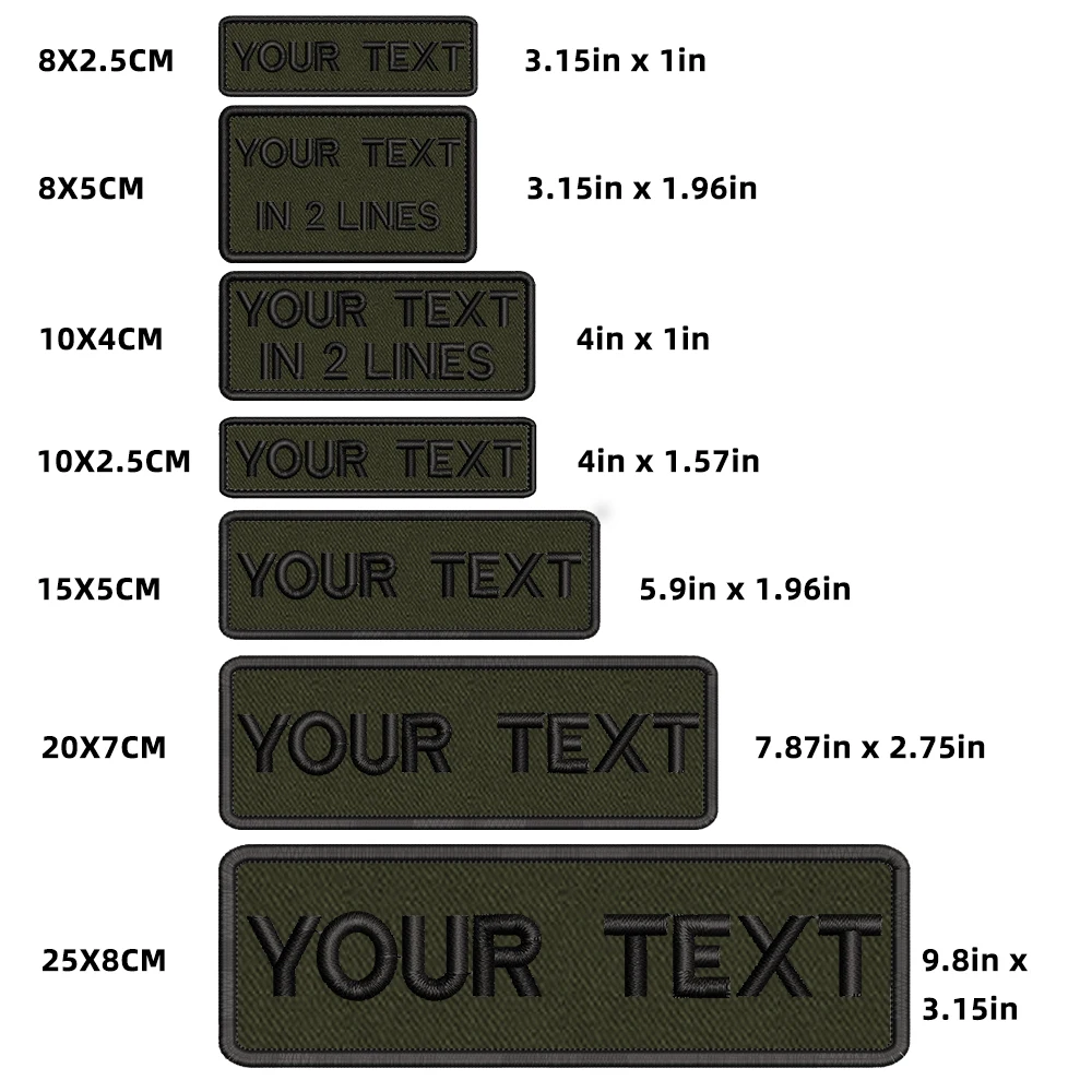 Custom Personalized Name Number Patch Stripes Badge Tags Different Sizes Iron On Or Hook Loop Embroidered Military Green Patches