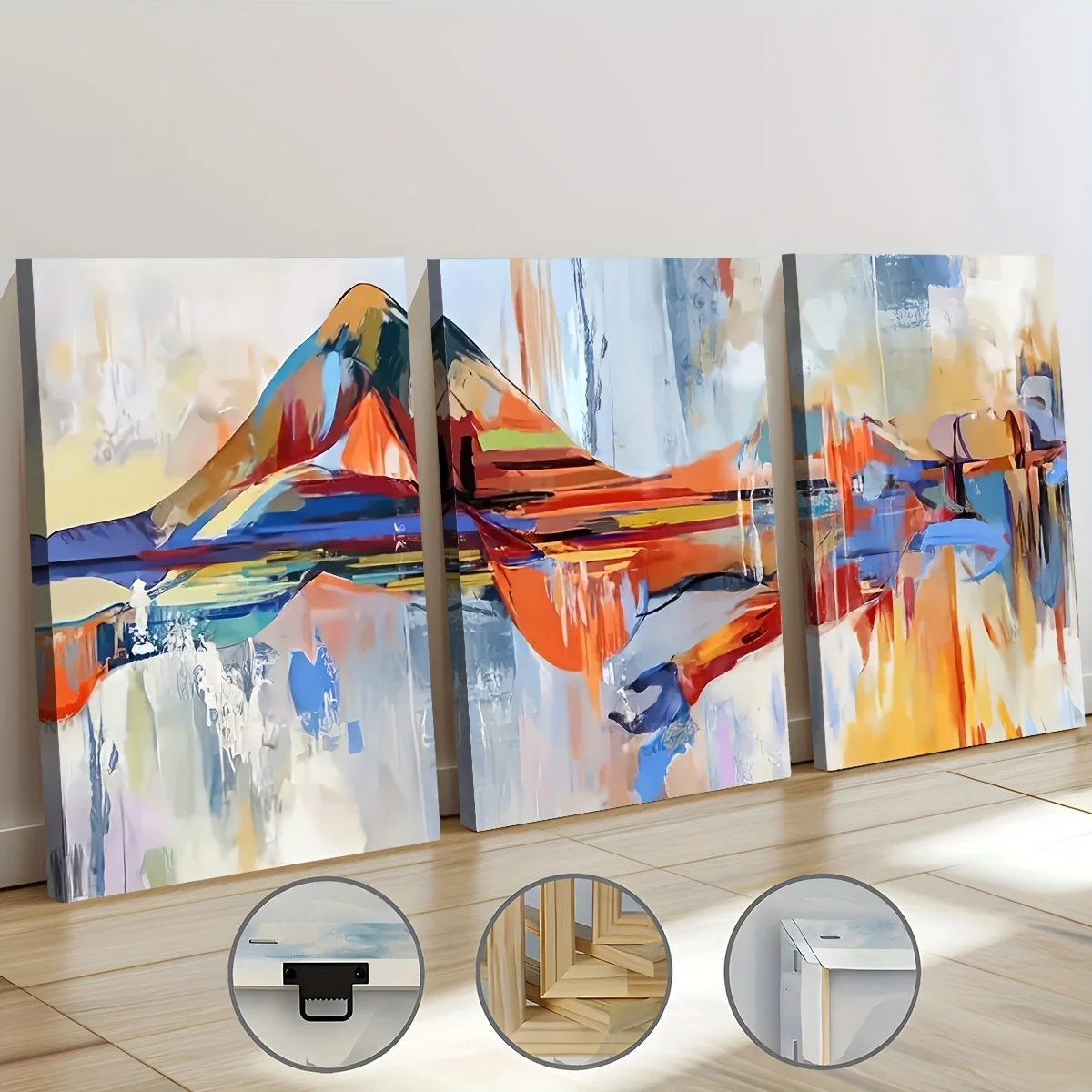 3PCS Modern Style Abstract Fashion Figure Art, Framed Canvas Paintings  Ready to Hang Room Living Room Office Decoration