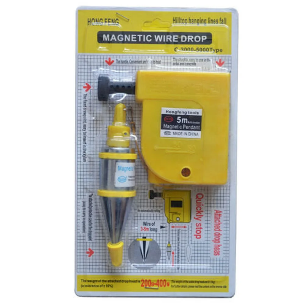 1 PCS Magnetic Plumb Bob 400g 14oz Quick Stabilizing Wire Hammer Line Adjustable Flush Pin Plumb-Rite Bob Setter