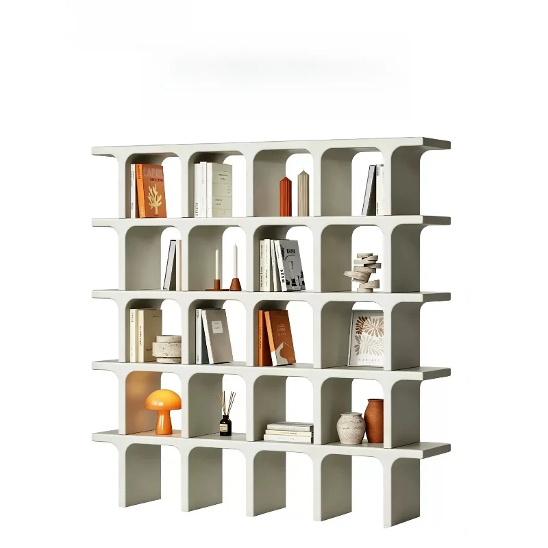Arched paint bookshelf, floor-to-ceiling creative partition, light luxury storage display stand