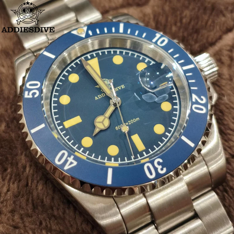 ADDIESDIVE Quartz Watch Men 41mm Luxury Ceramic Bezel 316L Stainless Steel C3 Luminous 200m Waterproof Diving Wristwatch AD2054